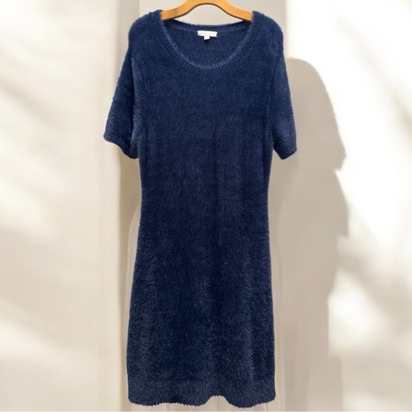 J. Crew Short-sleeve Blue Sweater Dress in Brushed Yarn size L - Picture 1 of 8